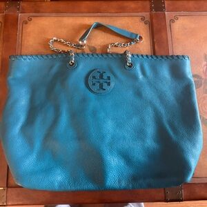 Tory Burch Bag Turquoise Leather Tote